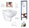 Grohe Vorwandelement mit Grohe WC spülrandlos mit LotusClean Beschichtung, Komplett-Set, Drückerplatte weiß, eckig