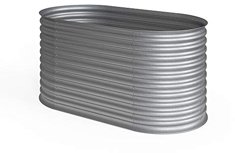 ok-Living Hochbeet Kräuterbeet Gemüsebeet oval 160x80x82cm (LxBxH) Silber Pflanzkasten Frühbeet Aufzucht Beet Garten