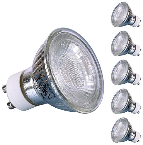 Maxkomfort 5x GU10 LED Leuchtmittel Premium Glas 5W Lampe Glühbirne warmweiß 300 Lumen MR16 Ersatz Halogenlampe 38° Reflektor