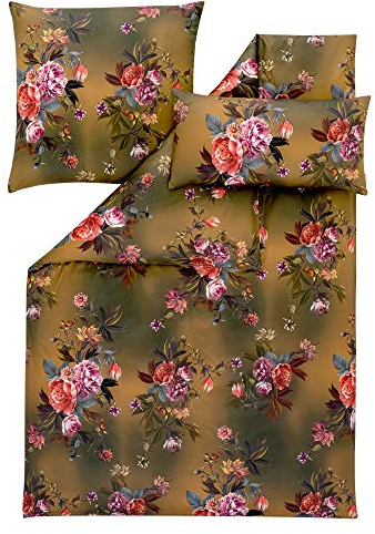 ESTELLA Satin de Luxe Bettwäsche Grazia Gold 1 Bettbezug 155 x 220 cm + je 1 Kissenbezug 80 x 80 cm + 40 x 80 cm