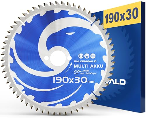 FALKENWALD® Lama per sega 190 x 30 mm (batteria) – ideale per legno, metallo e alluminio – Compatibile con Bosch GKS 65, PKS 66 AF – Lama universale per sega circolare 190 x 30 mm
