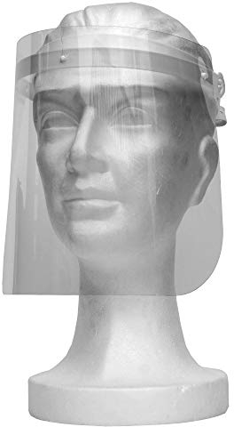 Visier aus Kunststoff -Transparentes Aufklappbares Gesichtsvisier - Gesichtsschutzschirm, Schutzvisier, Schutzmaske 1 x Halter mit je 2 Folien- Für Mann/Frau/Kind-Größenverstellbar WEIß