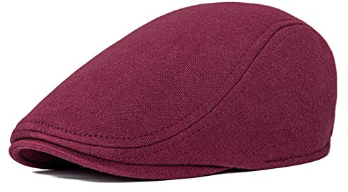 VOBOOM Herren Mütze Ivy Gatsby Newsboy Driving Hat Baumwolle Flat, Burgunder, Einheitsgröße