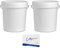 MARKESYSTEM - Cubo VACIO Industrial Pack de 2 x 17,9 litros- Contenedores Hermeticos de Plástico con Tapa - Almacenaje de Sólidos, Líquidos y Pinturas - Polipropileno Blanco + Kit Etiquetado…