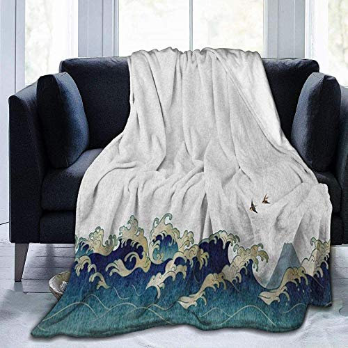 Decke Wohn Kuscheldecken,Fleecedecke Weiches Und Flauschiges Schlafsofa Plüschdecke Sofa/Stuhl/Bett Mit Mikrofaser LeichtWarm Bequem Und Langlebig Aquatic Swirls Birds Of Ocean Style 80x60 inch