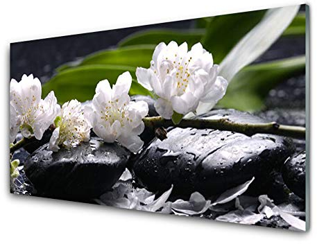 Tulup Glasbilder 100x50cm - Wandbild Druck auf Glas XXL Panorama-Bild Wandbilder aus Echt-Glas Sicherheitsglas Kunstdruck für Küche Wohnzimmer Blumen Steine Pflanzen