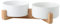 SP SEMPRE + Bols pour chiens et chats en céramique relevés avec supports en bambou, bols relevés en céramique avec supports en bois (doubles 15,5 cm, blanc)