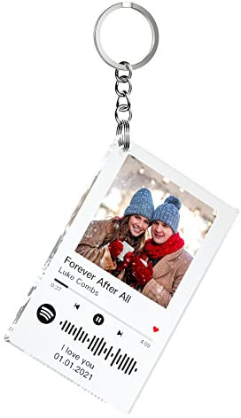 witfox Custom Spotify Keychain Customized Acrylic Music Song Key Ring Personalized Keyring Photo Gifts for Dad Men Lover Dad keyring(1 Pack)