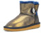 Grand Downunder - Stivaletti da donna alla caviglia, 15,2 cm + pelle di pecora australiana in nappa colorata con bottone, Oro blu, 37 EU