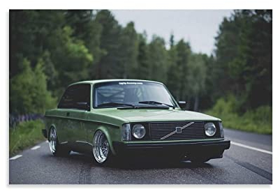 ZHUTOU Auto-Poster, grüner Volvo 240 Coupe, Leinwand-Kunstdruck und Wandkunst, Bild, modernes Familienschlafzimmerdekor, Poster, 50 x 75 cm