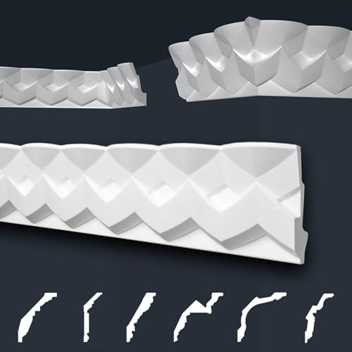 Marbet Deckenleisten weiß Sparpaket aus Styropor EPS - Stuckleisten gemustert, im traditionellen Design - (2 Meter B-41) Stuck Eckleiste Winkelleiste Wand