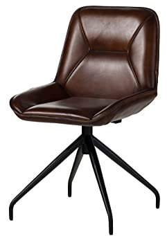 MASSIVMOEBEL24.DE | Iron Label Stuhl aus Echtleder #108 | aus echtem Büffel-Leder in Braun | 49x56x83 cm | Beine aus Eisen | Esszimmerstuhl aus Leder Lederstuhl