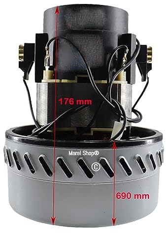 Marel Shop® - Motore 1200W per Aspirapolvere 50 Lt Altezza 176 mm compatibile con Wirbel Elsea Lavor Karcher Ipc Soteco Ghibli Bm2 Diametro 140 mm