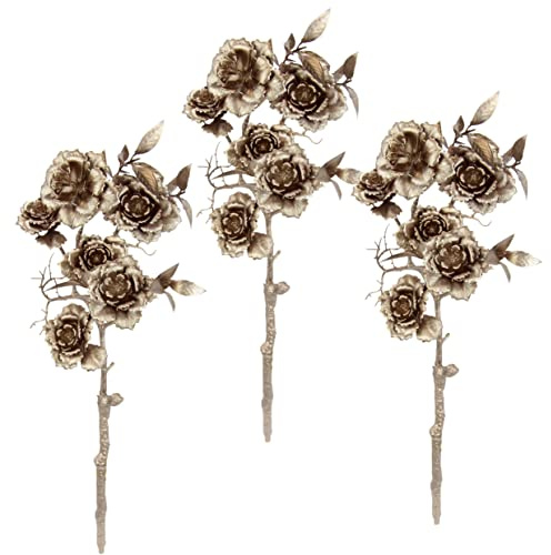 Künstliche Rose Rosenzweig Einzelrose Stiel-Rose Seidenrose gold Kunstblume Seidenblume Pflanze Floristik Einzelblume Stielblume Einzelzweig einzelner Kunst-Stielblume Dekoblume Blume Blumendeko
