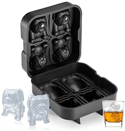 Nax Caki Bulldog gifts 3D Bulldog Ice Cube Mold Fun Shapes, 2.4 Large Craft Ice Mold, Big Dog Ice Cube Trays for Whiskey Cocktails Bourbon
