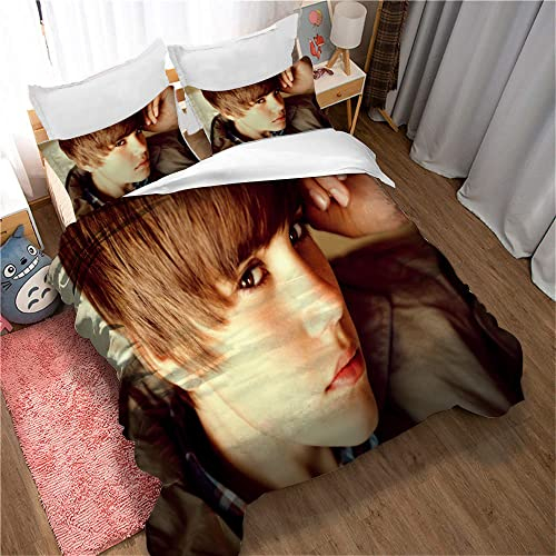 CHAOSE Bettbezug-Sets Justin Bieber Singer ? Perfektes Single-King-Size-Bettwäsche-Set Mit Kissenbezügen Und Atmungsaktivem Anti-Milben-Winter (Bild 05,135 x 200 cm)