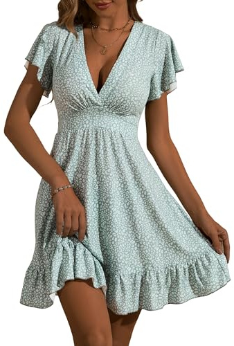 TORARY Sun Dresses for Women Casual Beach Summer Spring Dresses for Women 2025 Floral Midi Swing Empire Waist Sun Dress
