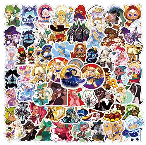 62 Pcs Cookie Run Kingdom Aesthetics Cartoon Waterproof Vinyl Stickers for Boys Adults for Water Bottles Laptop Suitcase for Birthday Party Supplies Halloween Decoration Favors