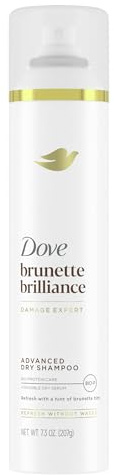 Dove Advanced Dry Shampoo Brunette Brillance Refresh & Revive Hair Without Water Refresh Hair with a Hint of Brunette Tint 7.3 oz