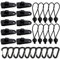 30 Stück Tarp Clips Set, 10 Heavy Duty Tarp Clips mit 10 Zelt Bungees Schnüre und 10 Karabiner Clips für Camping Zelte Abdeckung, schwarz