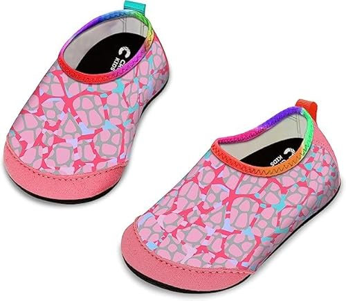 Crova Zapatos de baño para niños, zapatos de playa, zapatos de agua para bebé, antideslizantes, de secado rápido, zapatos de agua descalzos para niña y niño, Red Grid, 23/24 EU