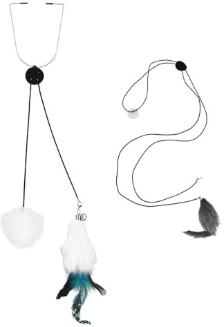 Divono 2PCS Door Hanging Cat Toy,Interactive Hanging Cat Toy For Indoor,Retractable Rope Cat Bouncing Toy,With a Replacement Head,Suitable For Cat Exercise To Banish Boredom