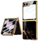 COQUE Case for Samsung Z Flip 5 5G,Ultra Slim 9H Glass Shiny Painted Mobile Phone Shell,Folding Phone Cover for Samsung Galaxy Z Flip 5 5G-Gold Black
