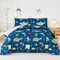WINLIFE Kinder-Bettwäsche-Set für Jungen, Teenager, Mädchen, superweich, wendbar, Ozean-Thema, bedruckte Steppdecke, leicht zu waschen, 2 Stück, Marineblau, Haie/Delfine/Fisch)