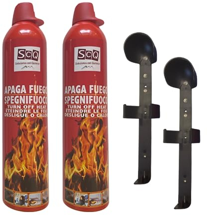 Mini extincteur I extincteur aérosol pour maison voiture éteint les feux mini extincteur pour cuisine, camping, maison spray extincteur protection incendie n'importe où I 2 x 500 ml avec support