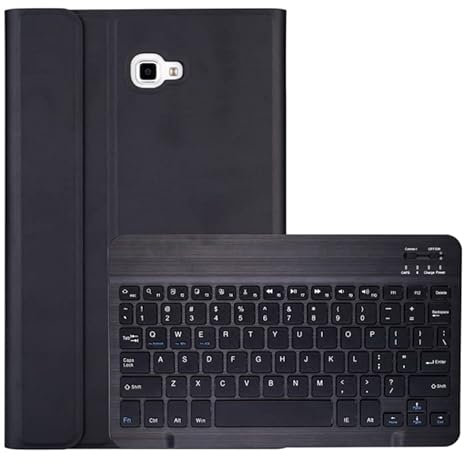 DY580 For Galaxy Tab A 10.1 T580 / T585 Detachable Plastic Bluetooth Keyboard Leather Tablet Case with Holder (Black)