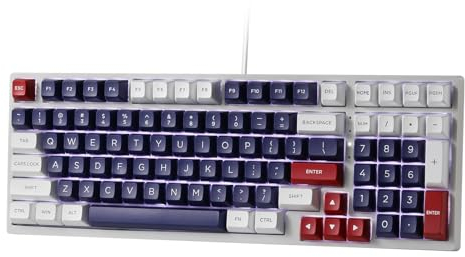 LTC NB981 Nimbleback 98 Keys Wired Mechanical Keyboard, 96% Gaming Keyboard w/White Backlit, Red Switch, Mecha Blue