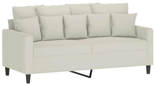 vidaXL Sofa 2-Sitzer, Loungesofa Couch mit Armlehnen Rückenkissen, Wohnzimmersofa Designsofa mit Metallgestell, Sitzmöbel Zweisitzer, Creme Samt