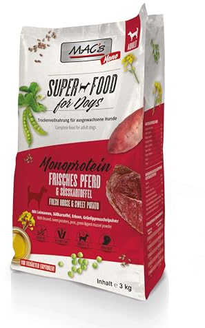 Mac's Dog Trockenfutter für Hunde, Monoprothee, Geschmack Pferd und Süßkartoffel, 3 kg