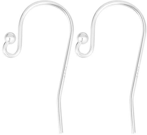 Beebeecraft 1 Box 10 Stück 925 Ohrhaken Aus Sterlingsilber Mit Französischem Kugelende Für Tropfen Ohrringe DIY Schmuckherstellung (Draht 0.7 mm/21 Gauge/0.028 Zoll)