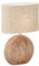 meineWunschleuchte Tischlampe mit Keramikfuß Holzfarben & Lampenschirm Leinen Beige, 53cm groß