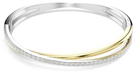 Swarovski Hyperbola Armreif, Weißes Armband in Elegantem Metallmix mit Strahlenden Kristallen im Rundschliff