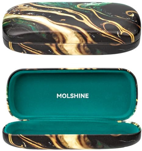 molshine Hartschalen-Sonnenbrillenetui, tragbares großes Brillenetui mit Tuch für Damen und Herren, auf Reisen und zur Arbeit (Grün)