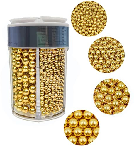 Tortendeko 160g Super Goldene perle Zucker streusel Gold Perlen Tortenaufsätze Zuckerstreusel für Hochzeiten und tägliche Kuchen Dekoration Geburtstagskuchen
