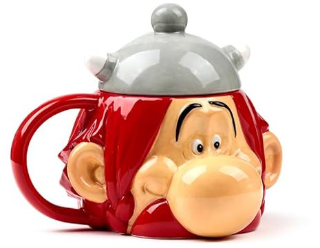 Puckator Tasse en céramique en forme d'Obélix, avec couvercle