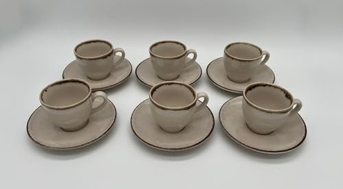 Homeparadise Mokkatassen Espressotassen Set 100% Porzellan 90 ml Kaffee Cappuccino mit Untertassen für 6 Personen 12 tlg. (Zimt)