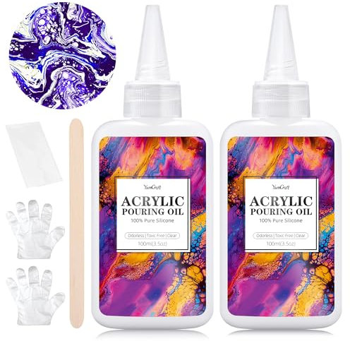 200ml Olio di Silicone Trasparente, Ausiliare per Pittura Acrilica, Compatibile con Attivisti Acrilici e ad Acquerello, Adatto a Tutti Gli Acrilici Dipinti, Tela ad Acquerello, Rocce