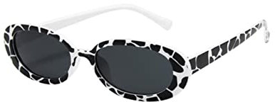 LIFKOME Trendige Kuhmuster Sonnenbrille Für Damen Und Mädchen Ovale Gepunktete Verspiegelte Brille Im Kleinen Rahmen Ideal Für Und Modische Akzente Im Alltag