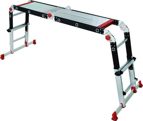 BigFootEvo HELDER PRO - Échelle Télescopique Professionnelle, Réglable, Sécurisée, Antidérapante, Certifiée EN131, Compacte et Facile à Transporter (Spider, echelle + Plateforme)