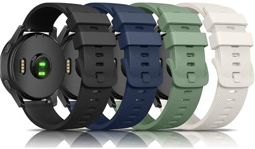 Confezione da 4 cinturini sportivi per Garmin Forerunner 245, Garmin Vivoactive 5, Garmin Venu SQ, cinturino di ricambio in morbido silicone da 20 mm per smartwatch Garmin Forerunner 55/645/245 Music