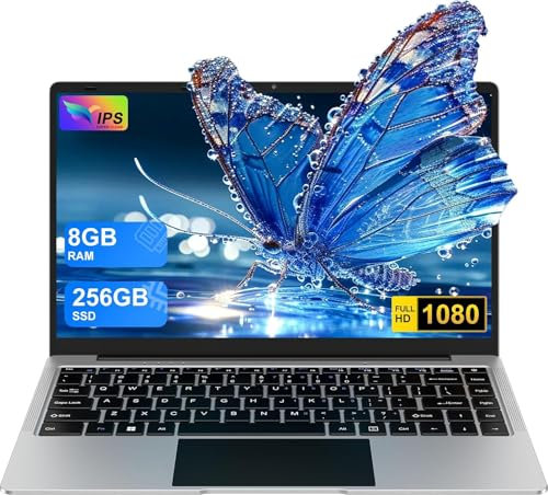 bvate PC Portatile 14 Pollici Computer Portatile 8GB RAM 256GB SSD RPM 600 Notebook Celeron Fino a 2.8Ghz Laptop Win 11 con Mouse Wireless & Adesivi per Tastiera Italiana-Sliver-2