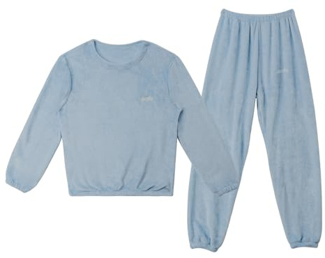 LACOFIA Pigiami Due Pezzi da Bambini e Ragazzi Pigiama Set Invernale di Caldo Pile Abbigliamento da Notte a Maniche Lunghe Bimbo