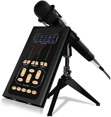 Soundkarten-Kit, Studio-Kondensatormikrofon und USB-Soundkarte, Sprachwechsler, Mixer-Schnittstelle, Soundkarte for Computer-PC-Gesangsaufnahmen