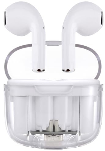 NK Auriculares Inalámbricos - Bluetooth 5.2, Diseño Transparente, Control Táctil Inteligente, Estuche de Carga Magnético Compacto, Diseño Moderno, hasta 12h de Autonomía