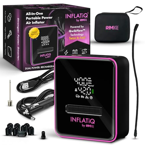 INFLATiQ by RIMiQ Reifenfüller für Autos, Motorräder und Bälle, Rosa
