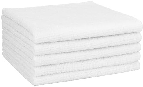 AIDEA Microfibre Cleaning Cloths Pack of 5, Multifunctional Reusable Cleaning Towels, Lint Free Streak Free Washable Cloth Duster for House, Kitchen, Car, Moto, Windows 29 x 29 cm White